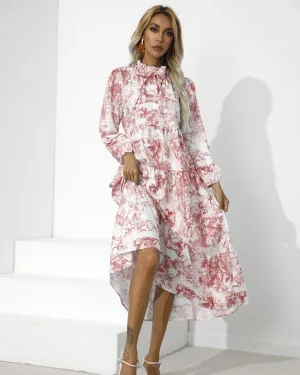 Women Round Neck Loose Fall Long Dresses