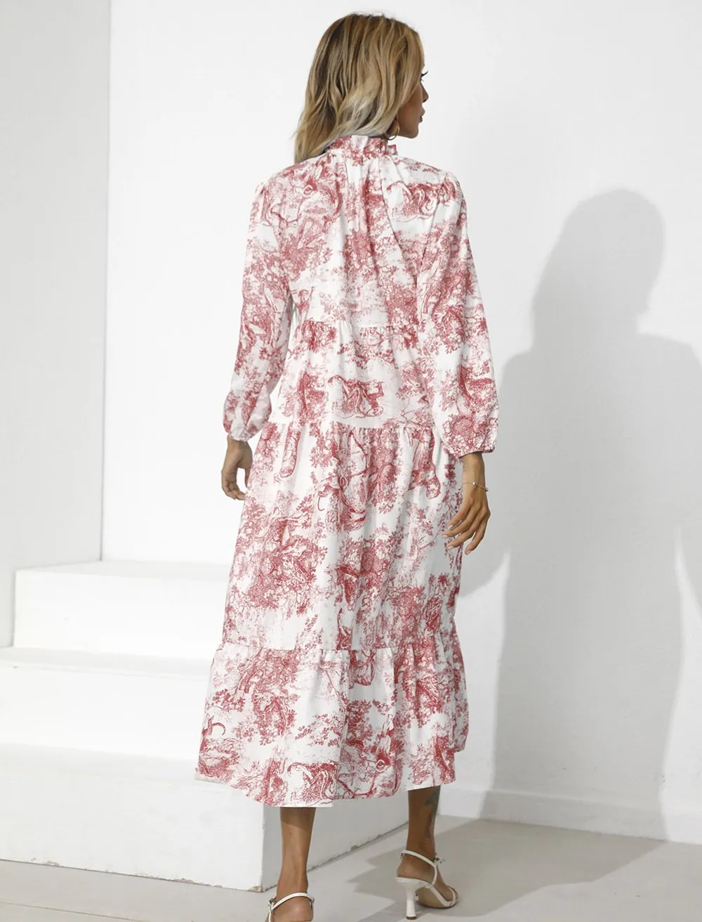 Women Round Neck Loose Fall Long Dresses