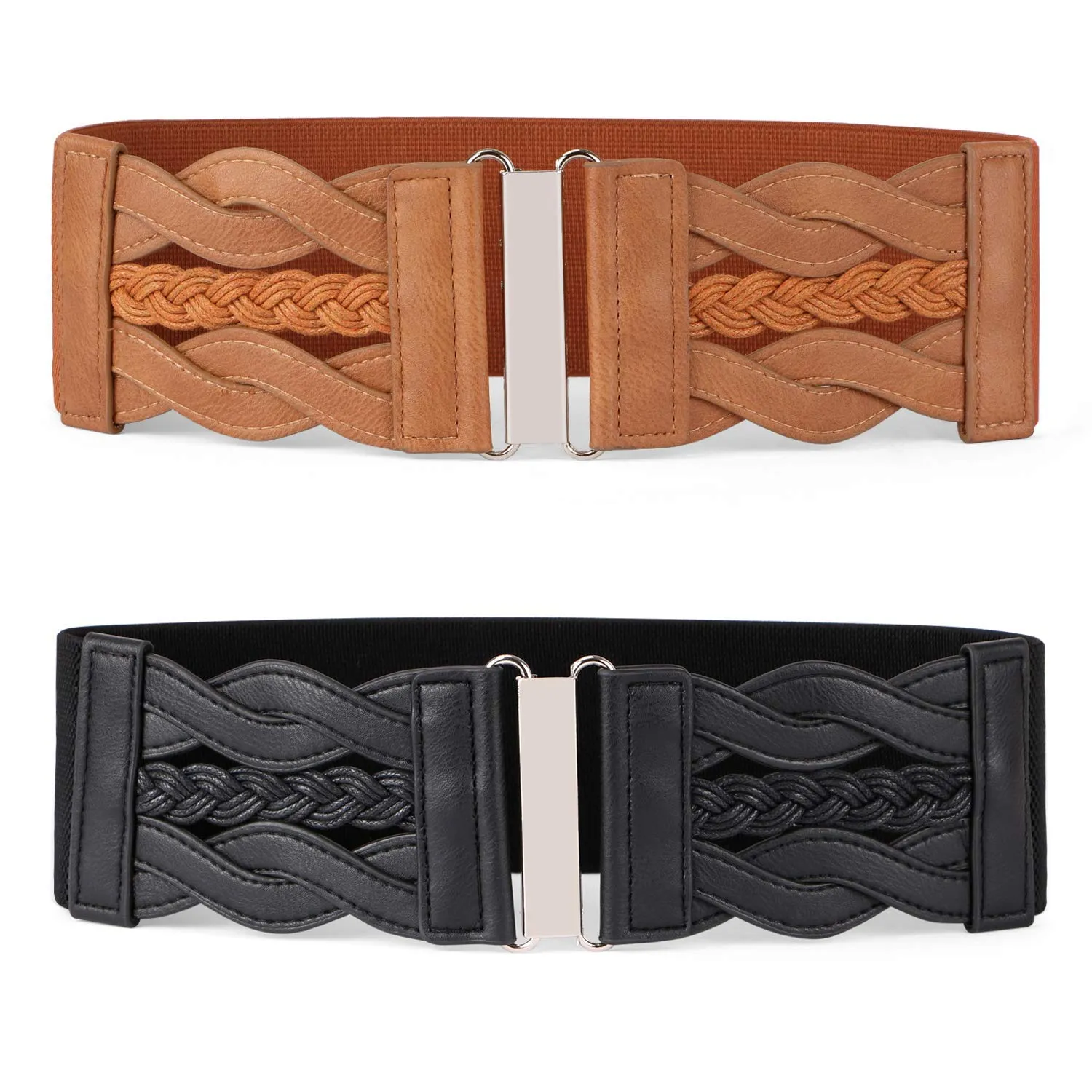 Women Stretchy Vintage Dress Belt Elastic Retro Wide Waist Cinch Belt by JASGOOD