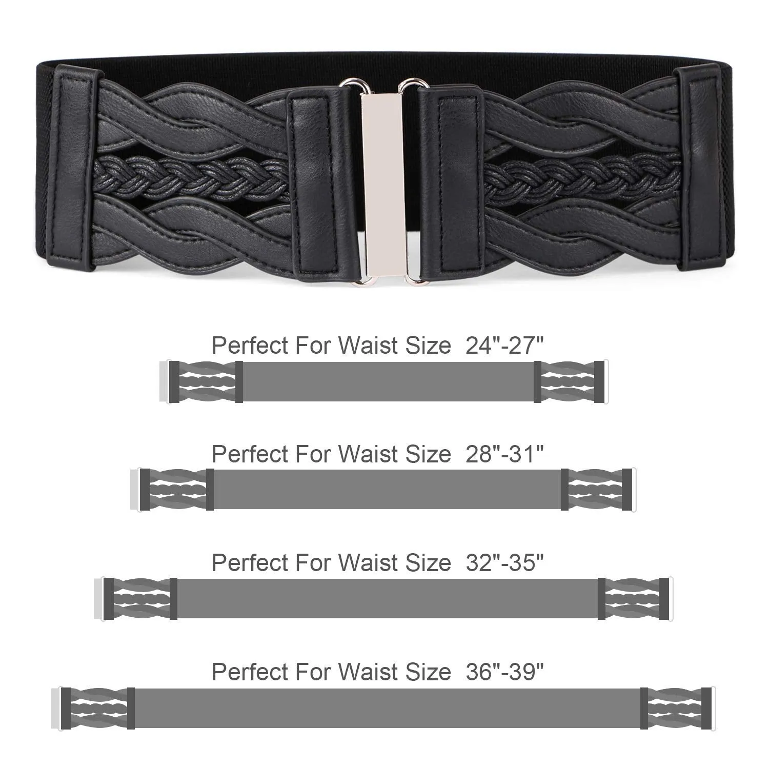 Women Stretchy Vintage Dress Belt Elastic Retro Wide Waist Cinch Belt by JASGOOD