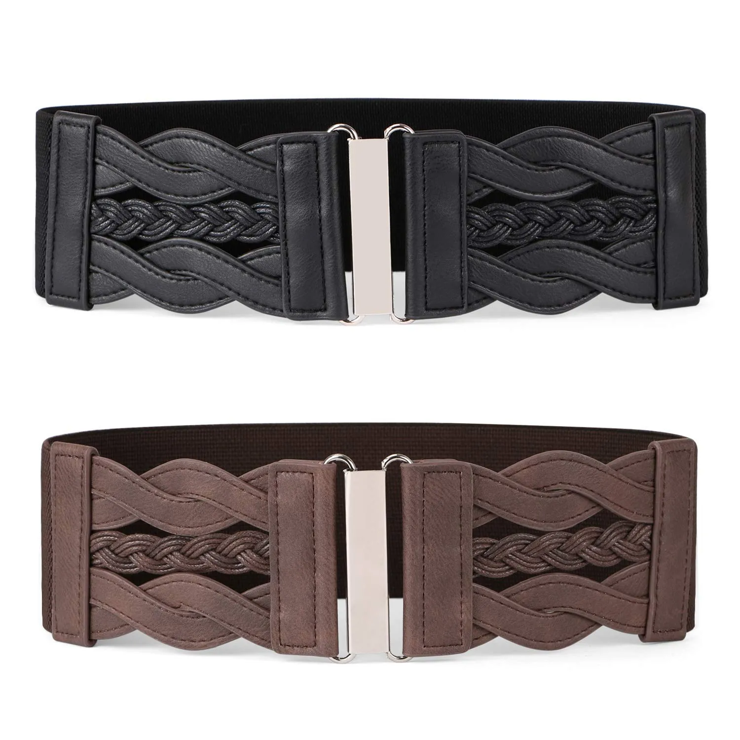 Women Stretchy Vintage Dress Belt Elastic Retro Wide Waist Cinch Belt by JASGOOD