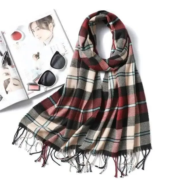Women Winter Warm Scarf Shawl Fashion Plain  Soft Long Scarves For Women Casual Wear Travel Friendly Scarfs  Warm Winter Scarf Double Sided Thick Shawl Women Students Scarf