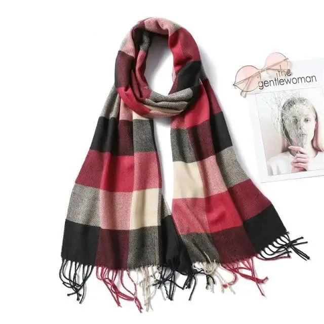 Women Winter Warm Scarf Shawl Fashion Plain  Soft Long Scarves For Women Casual Wear Travel Friendly Scarfs  Warm Winter Scarf Double Sided Thick Shawl Women Students Scarf