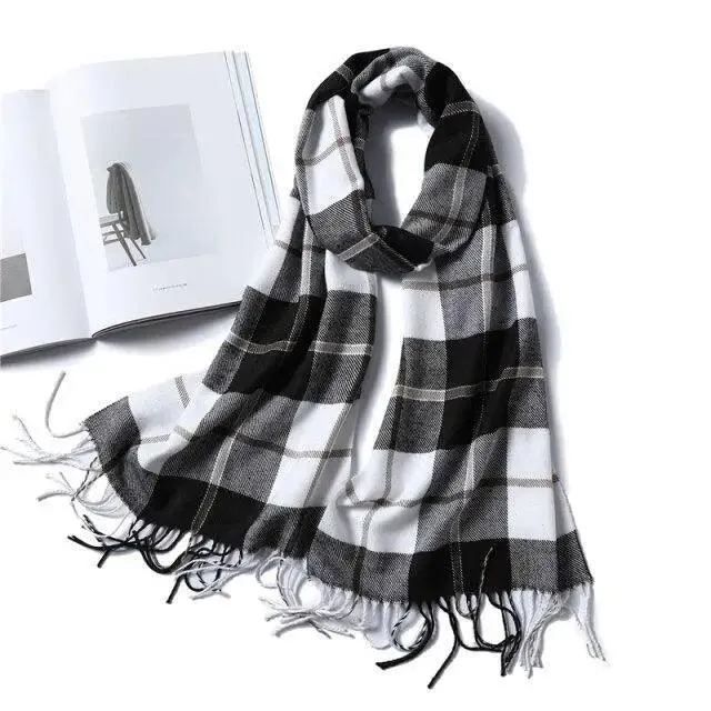 Women Winter Warm Scarf Shawl Fashion Plain  Soft Long Scarves For Women Casual Wear Travel Friendly Scarfs  Warm Winter Scarf Double Sided Thick Shawl Women Students Scarf
