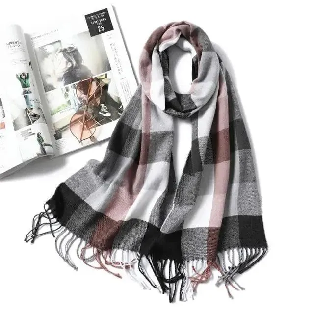 Women Winter Warm Scarf Shawl Fashion Plain  Soft Long Scarves For Women Casual Wear Travel Friendly Scarfs  Warm Winter Scarf Double Sided Thick Shawl Women Students Scarf