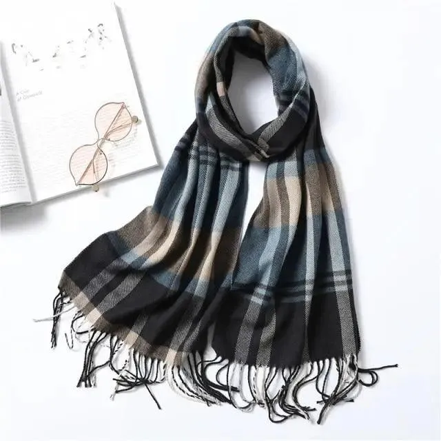 Women Winter Warm Scarf Shawl Fashion Plain  Soft Long Scarves For Women Casual Wear Travel Friendly Scarfs  Warm Winter Scarf Double Sided Thick Shawl Women Students Scarf