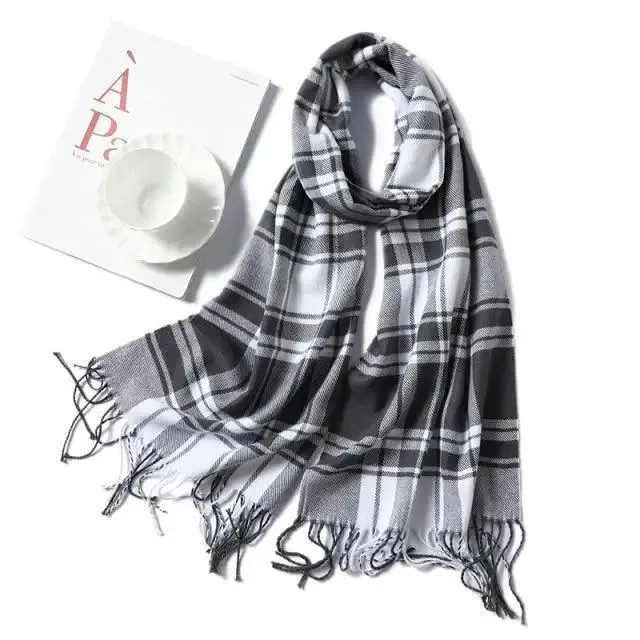 Women Winter Warm Scarf Shawl Fashion Plain  Soft Long Scarves For Women Casual Wear Travel Friendly Scarfs  Warm Winter Scarf Double Sided Thick Shawl Women Students Scarf