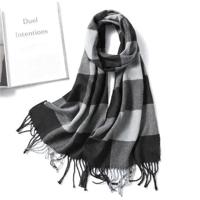 Women Winter Warm Scarf Shawl Fashion Plain  Soft Long Scarves For Women Casual Wear Travel Friendly Scarfs  Warm Winter Scarf Double Sided Thick Shawl Women Students Scarf