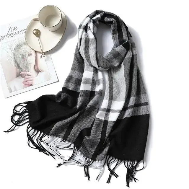 Women Winter Warm Scarf Shawl Fashion Plain  Soft Long Scarves For Women Casual Wear Travel Friendly Scarfs  Warm Winter Scarf Double Sided Thick Shawl Women Students Scarf