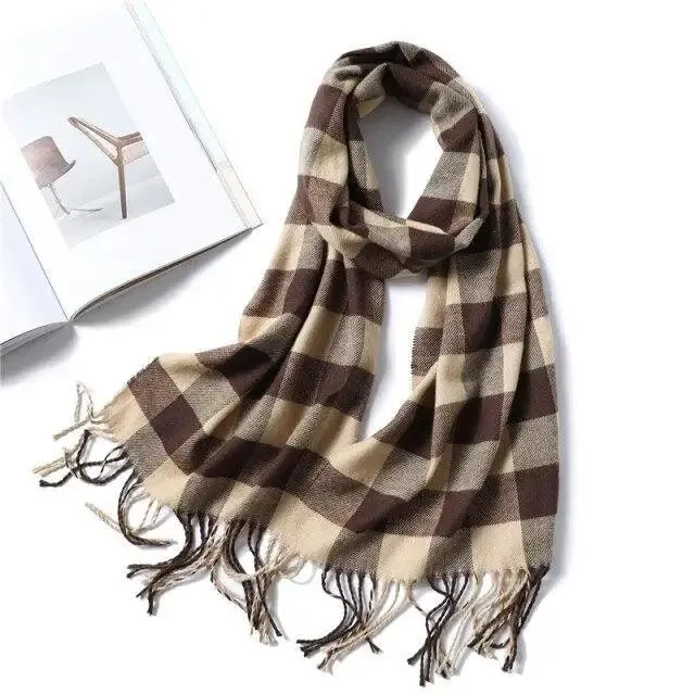 Women Winter Warm Scarf Shawl Fashion Plain  Soft Long Scarves For Women Casual Wear Travel Friendly Scarfs  Warm Winter Scarf Double Sided Thick Shawl Women Students Scarf