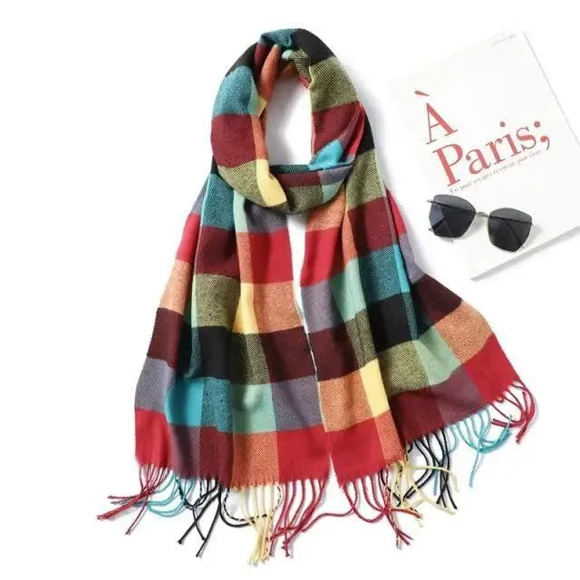 Women Winter Warm Scarf Shawl Fashion Plain  Soft Long Scarves For Women Casual Wear Travel Friendly Scarfs  Warm Winter Scarf Double Sided Thick Shawl Women Students Scarf