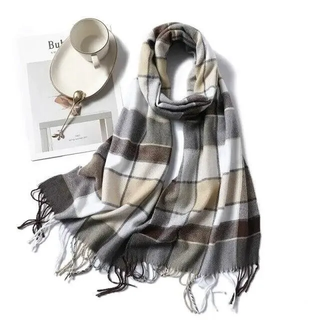 Women Winter Warm Scarf Shawl Fashion Plain  Soft Long Scarves For Women Casual Wear Travel Friendly Scarfs  Warm Winter Scarf Double Sided Thick Shawl Women Students Scarf