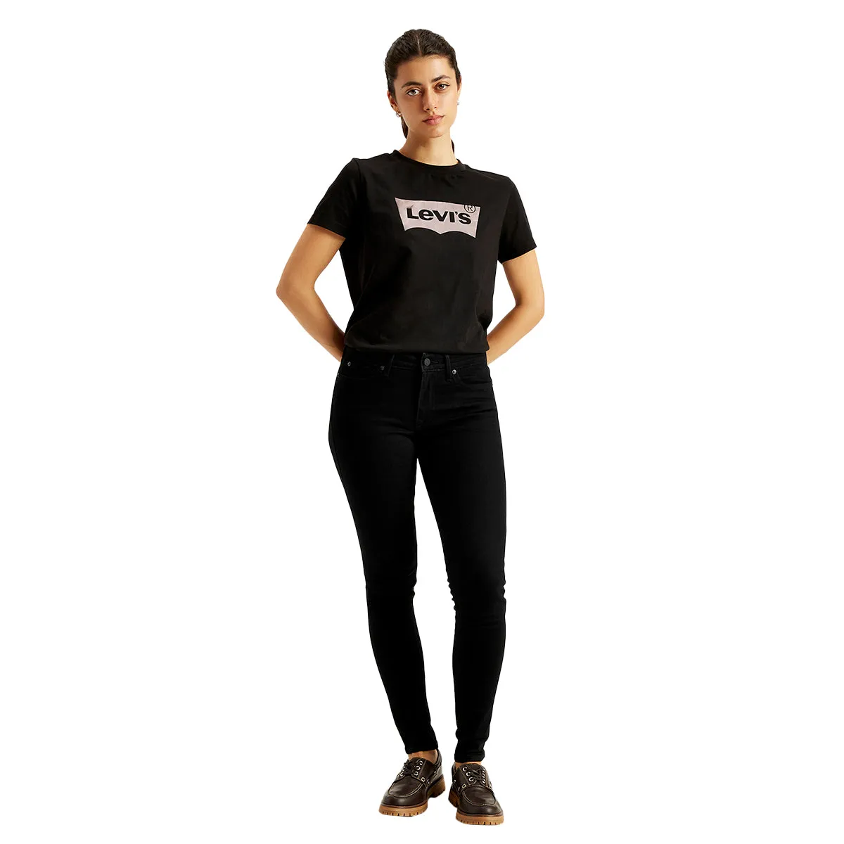 Women's 711 Black Skinny Fit Mid Rise Jeans