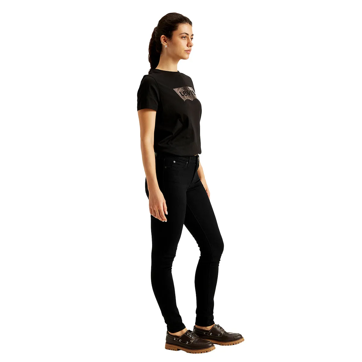 Women's 711 Black Skinny Fit Mid Rise Jeans