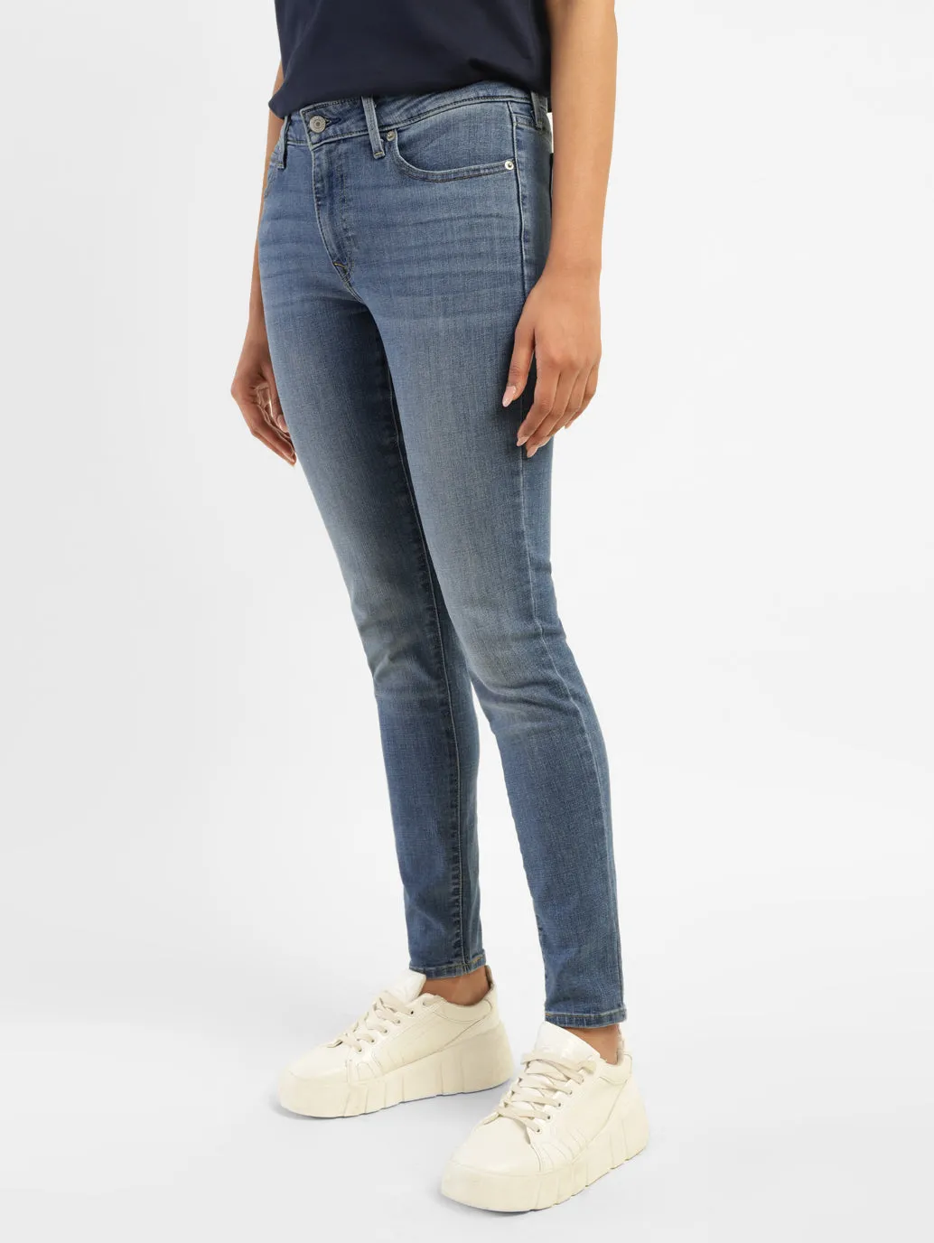 Women's 711 Blue Skinny Fit Mid Rise Jeans