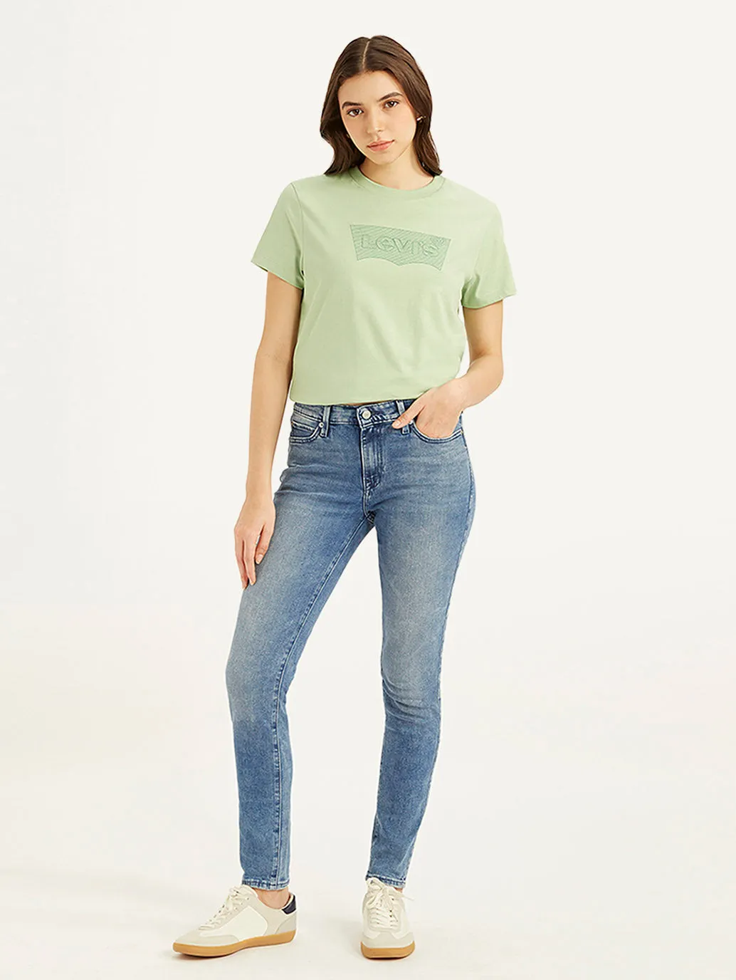 Women's 711 Blue Skinny Fit Mid Rise Jeans