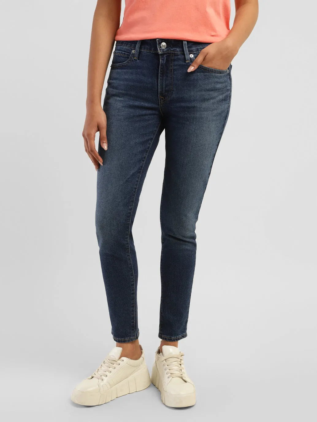 Women's 711 Blue Skinny Fit Mid Rise Jeans