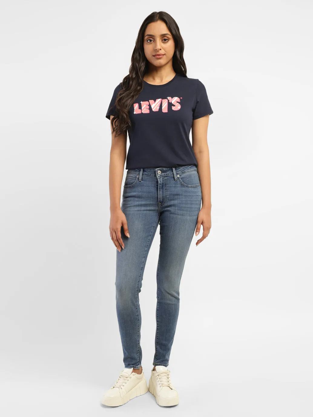 Women's 711 Blue Skinny Fit Mid Rise Jeans