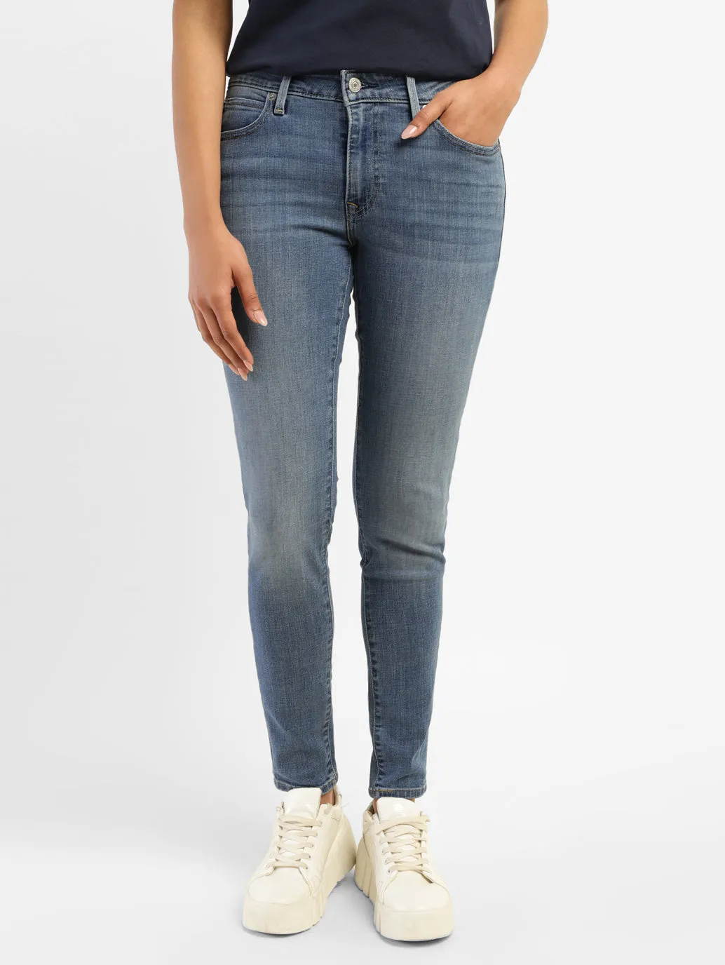 Women's 711 Blue Skinny Fit Mid Rise Jeans