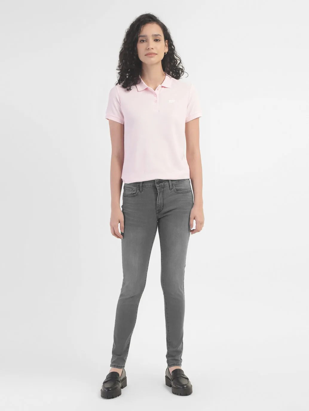Women's 711 Grey Skinny Fit Mid Rise Jeans