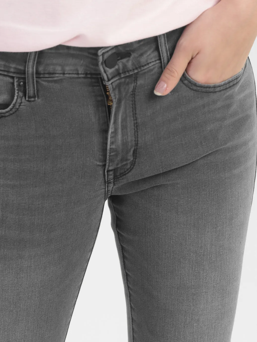 Women's 711 Grey Skinny Fit Mid Rise Jeans