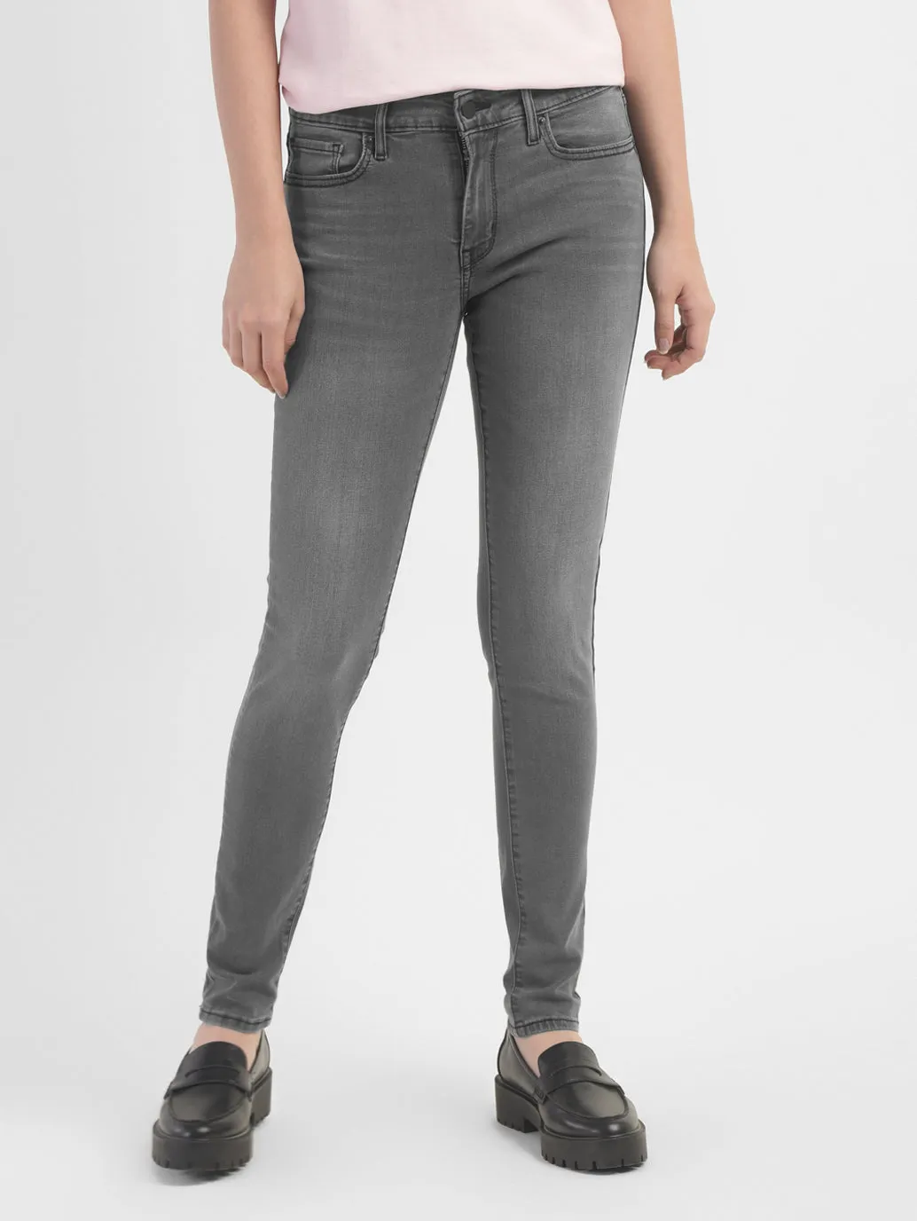 Women's 711 Grey Skinny Fit Mid Rise Jeans