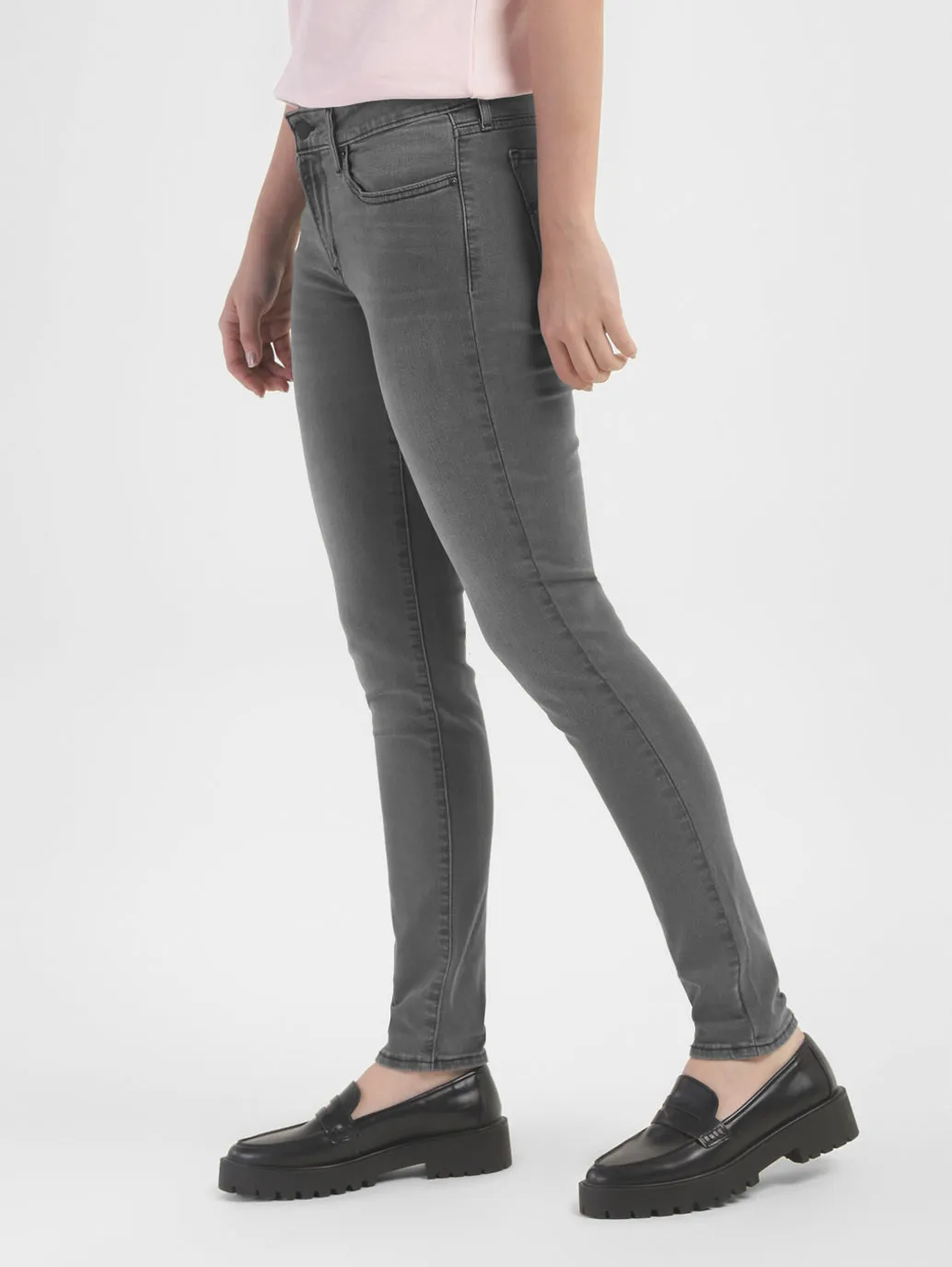 Women's 711 Grey Skinny Fit Mid Rise Jeans