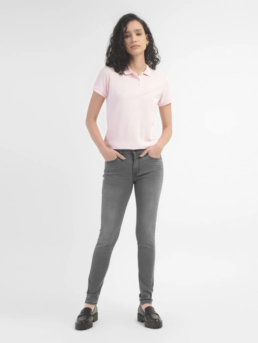 Women's 711 Grey Skinny Fit Mid Rise Jeans