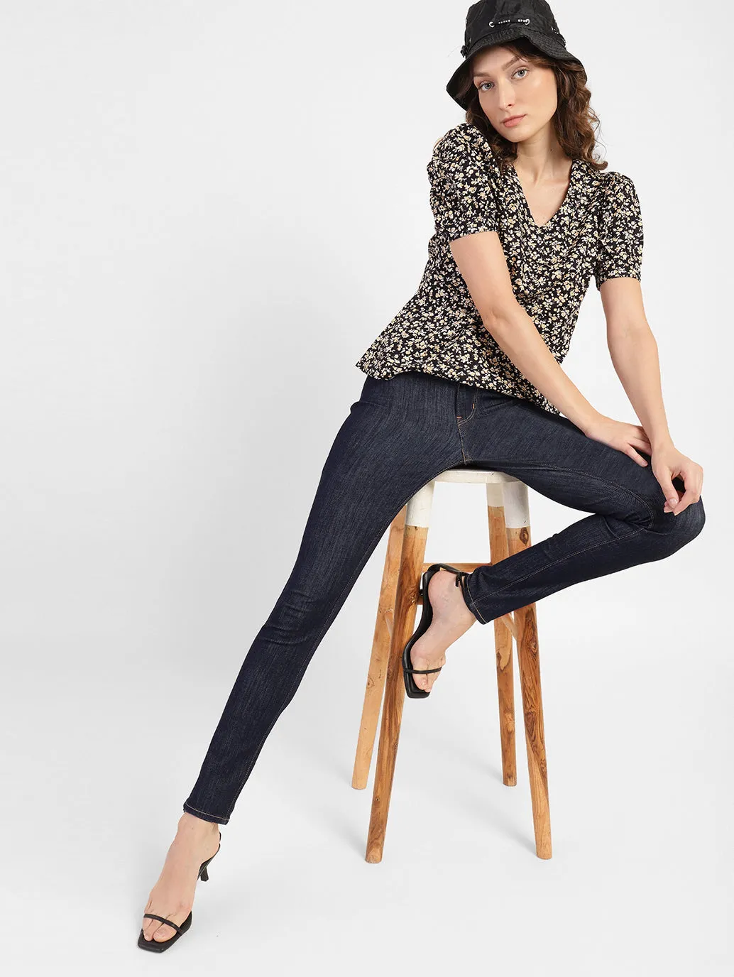 Women's 721 Blue Skinny Fit High Rise Jeans