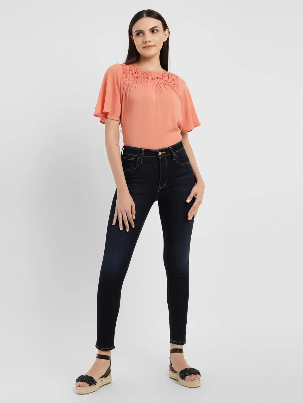 Women's 721 Navy Blue Skinny Fit High Rise Jeans