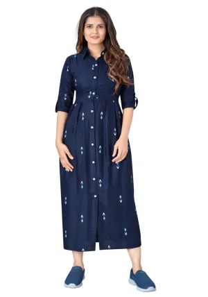 Women's Digital Printed Front Slit A line Maxi Dress
