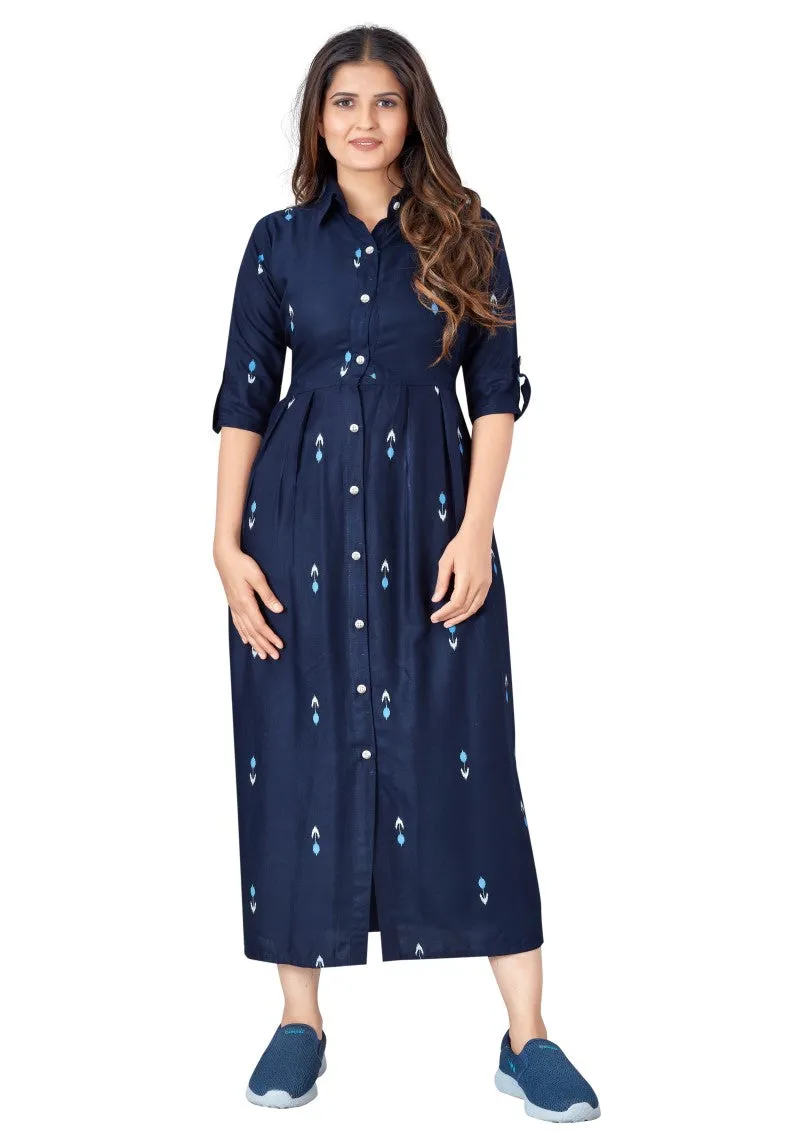 Women's Digital Printed Front Slit A line Maxi Dress