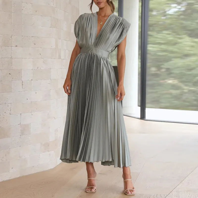 Women's Elegant Sleeveless V-Neck Dress - Stylish Fit for Any Occasion