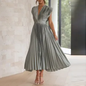 Women's Elegant Sleeveless V-Neck Dress - Stylish Fit for Any Occasion