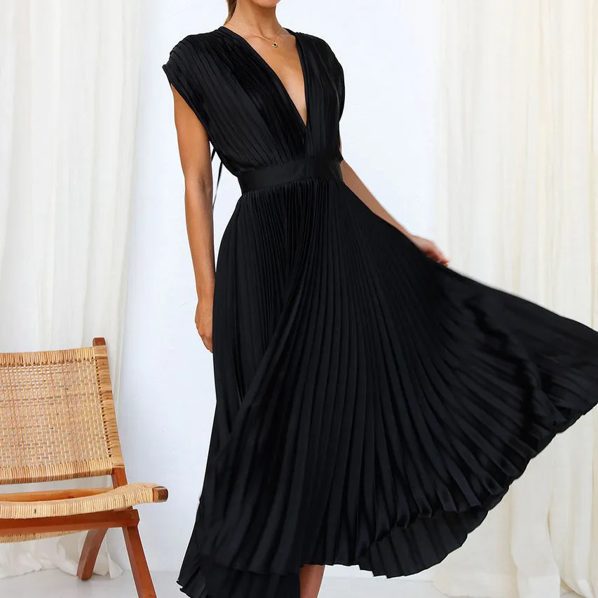 Women's Elegant Sleeveless V-Neck Dress - Stylish Fit for Any Occasion