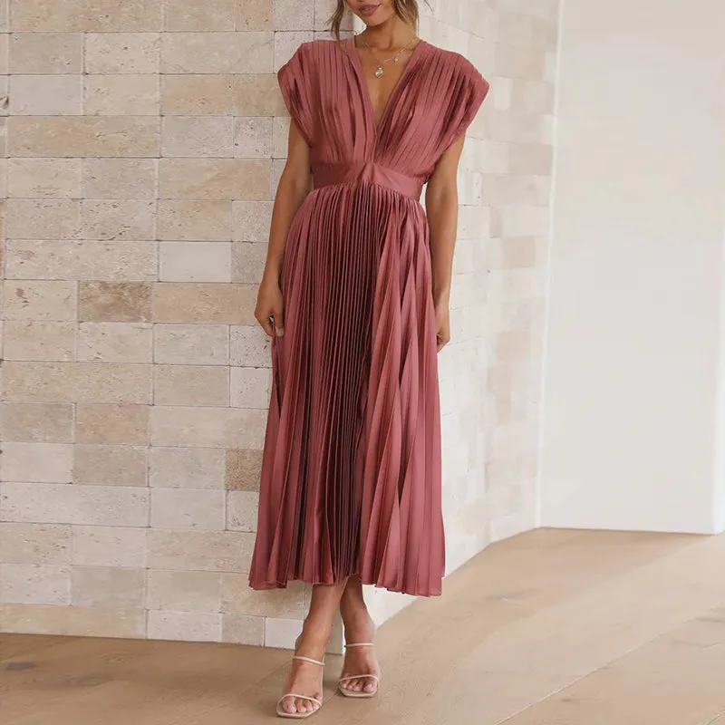 Women's Elegant Sleeveless V-Neck Dress - Stylish Fit for Any Occasion