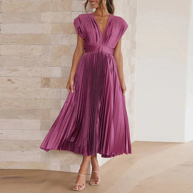 Women's Elegant Sleeveless V-Neck Dress - Stylish Fit for Any Occasion