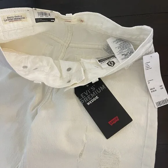 Women's Levi's 501 Wedgie White Denim Jeans new