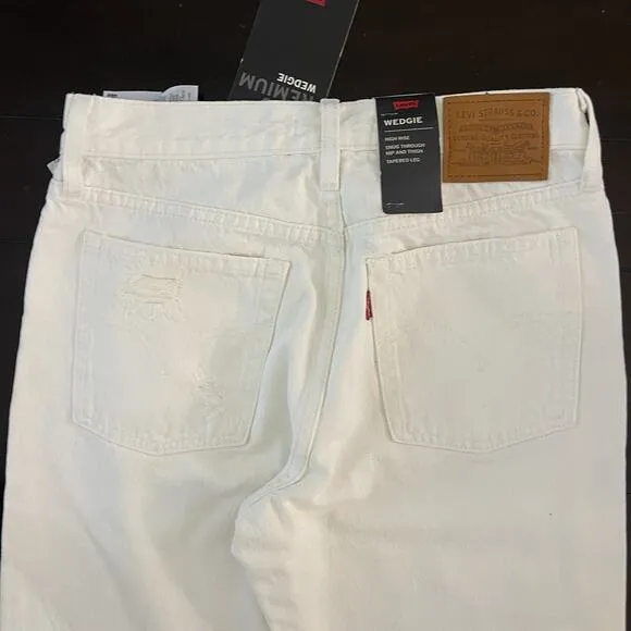 Women's Levi's 501 Wedgie White Denim Jeans new