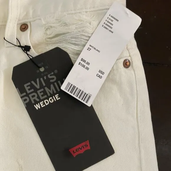 Women's Levi's 501 Wedgie White Denim Jeans new