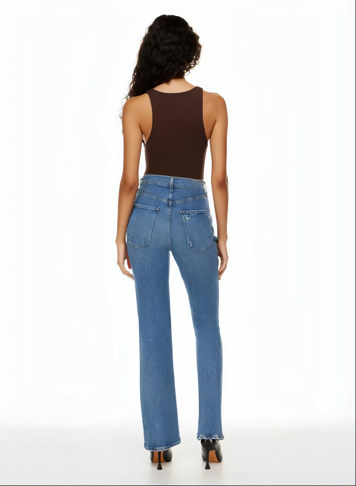 Women's New Fashion Jeans High Waist Ripped Slimming Straight-leg
