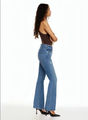 Women's New Fashion Jeans High Waist Ripped Slimming Straight-leg