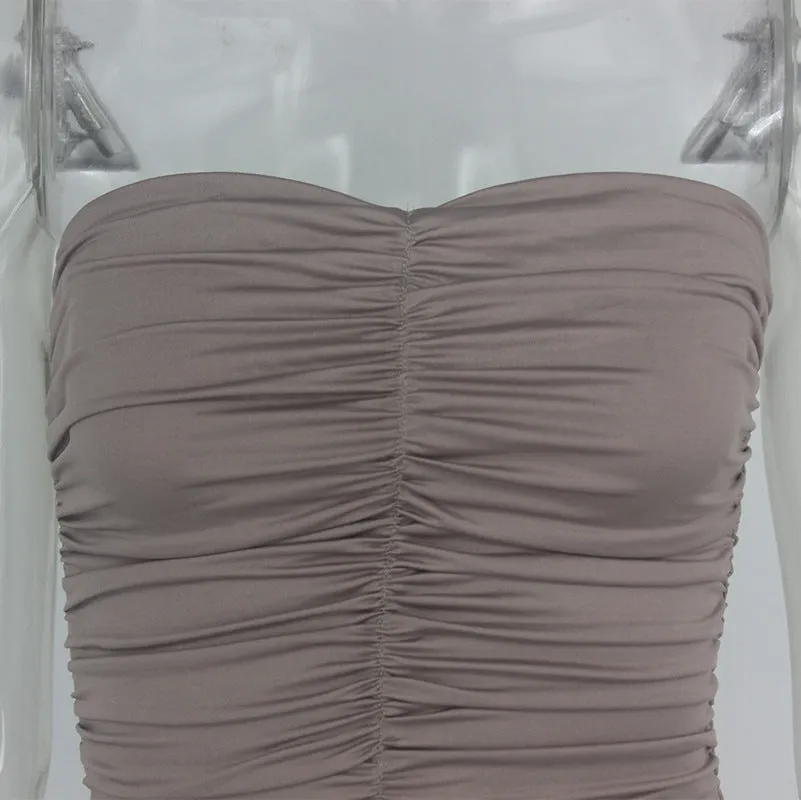 Women's Pleated Sexy Tube Top Bag Hip Dress