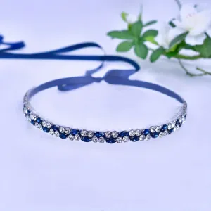 Women's Rhinestone Belt – Elegant Blue Thin Waist Accessory