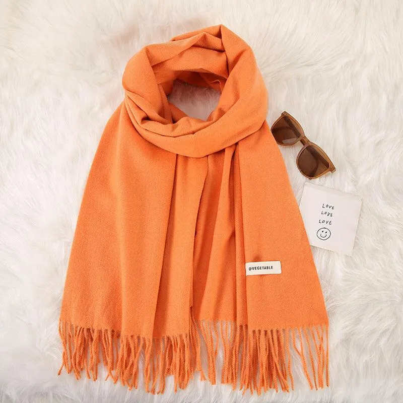Women's Stylish Double-Sided Cashmere Tassel Scarf