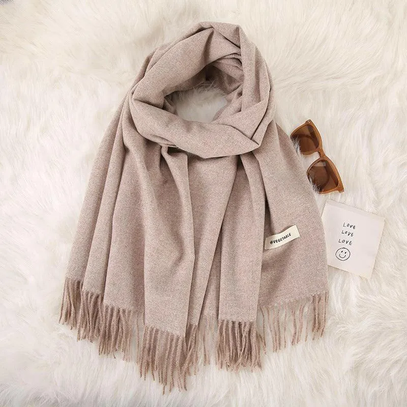 Women's Stylish Double-Sided Cashmere Tassel Scarf