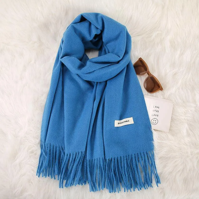 Women's Stylish Double-Sided Cashmere Tassel Scarf