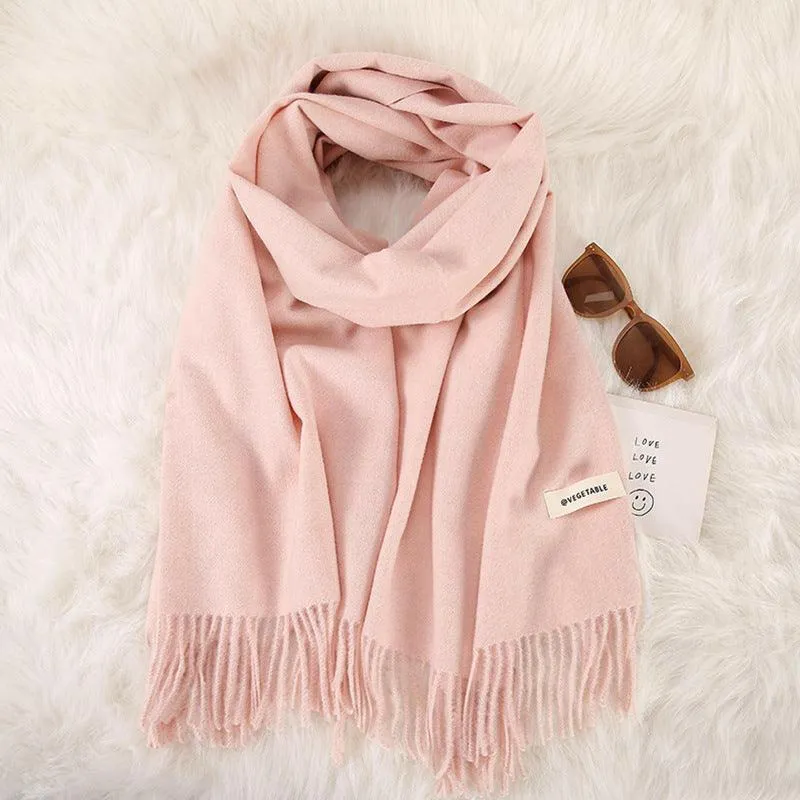 Women's Stylish Double-Sided Cashmere Tassel Scarf