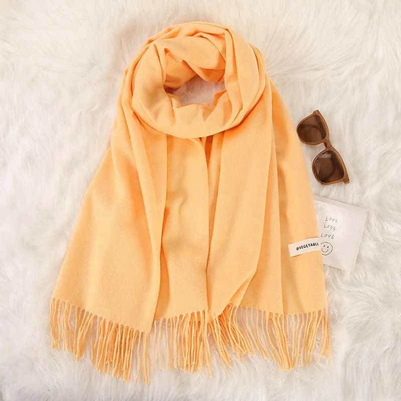 Women's Stylish Double-Sided Cashmere Tassel Scarf