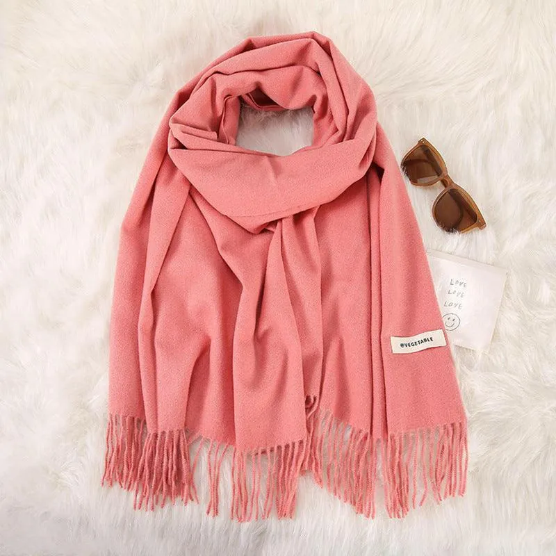 Women's Stylish Double-Sided Cashmere Tassel Scarf